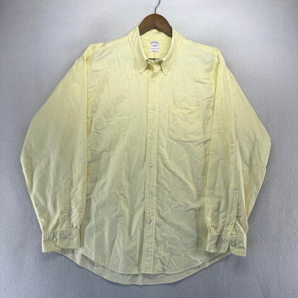 Brooks Brothers Oxford Shirt men's XL Yellow Pale Butter OCBD Thick Button Down